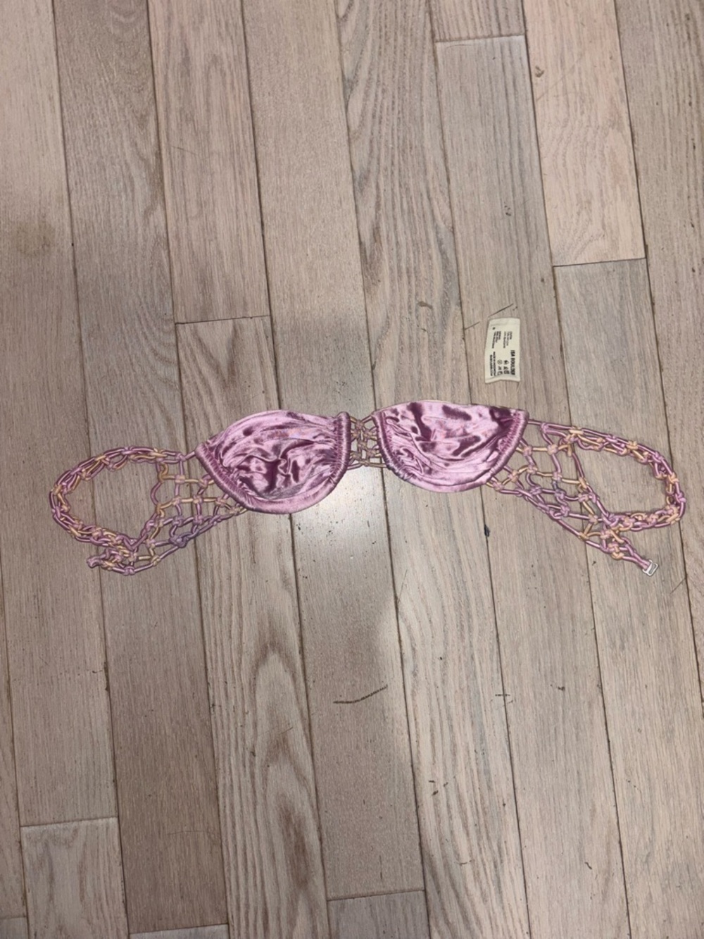 Isa Boulder Satin Lavender Chain-Link Bra Top